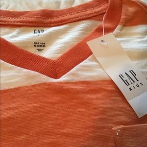 NWT Gap Boys L short sleeve Orange White stripe